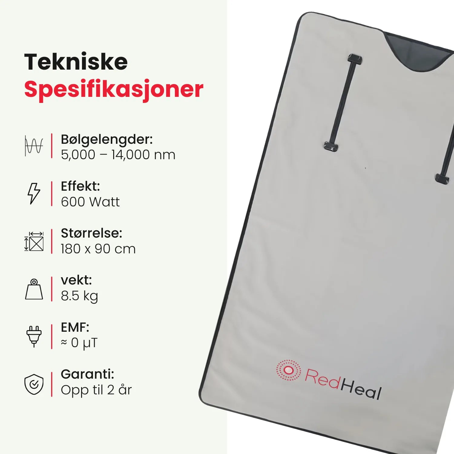 Infrarød Saunateppe - Redheal - Rødlysterapi - red light therapy norge - rødt lys terapi